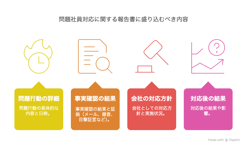 問題社員対応に関する報告書に盛り込むべき内容