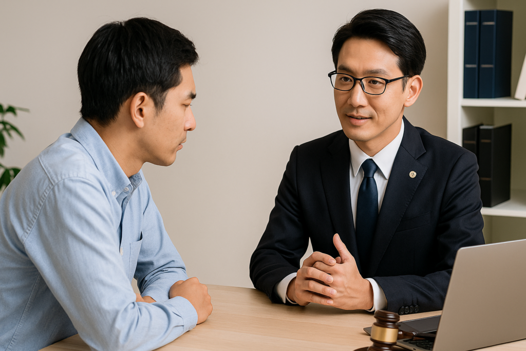 弁護士に相談している様子