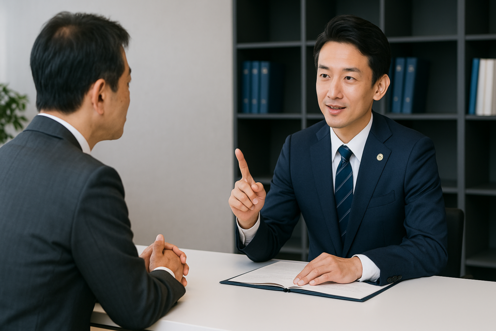 弁護士に相談している様子