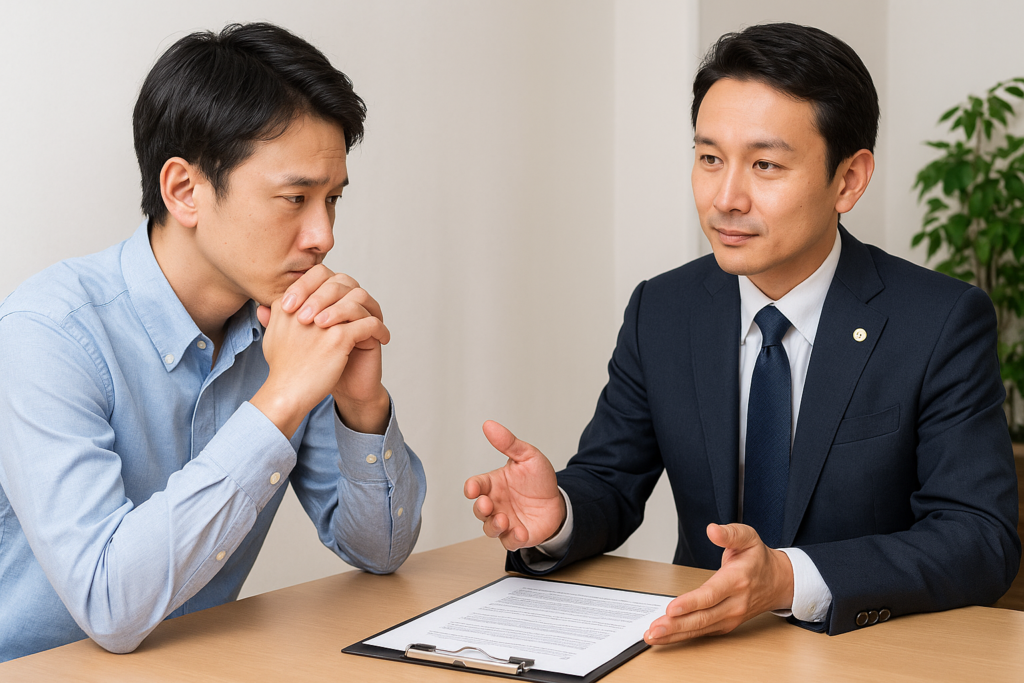 弁護士に相談している様子