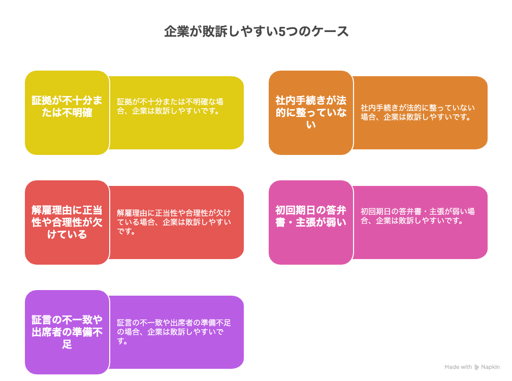 企業が敗訴しやすい5つのケース