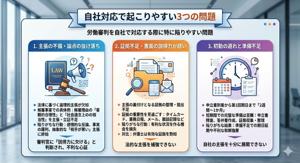 自社対応で起こりやすい3つの問題