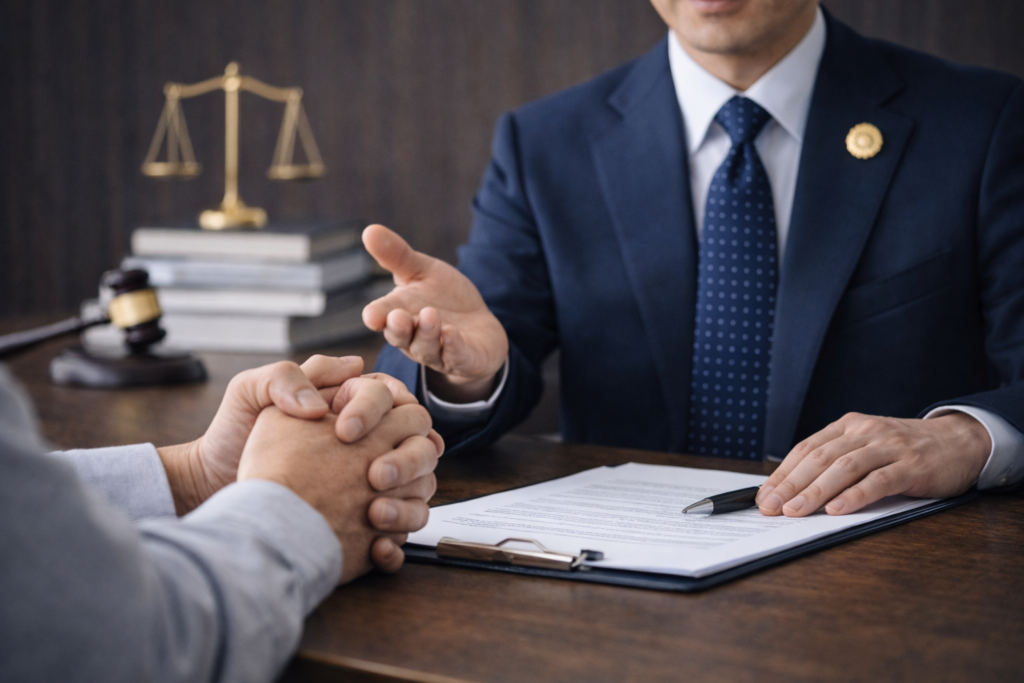 弁護士に相談している様子