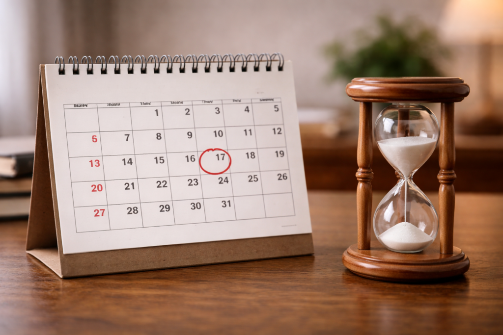 カレンダーと砂時計