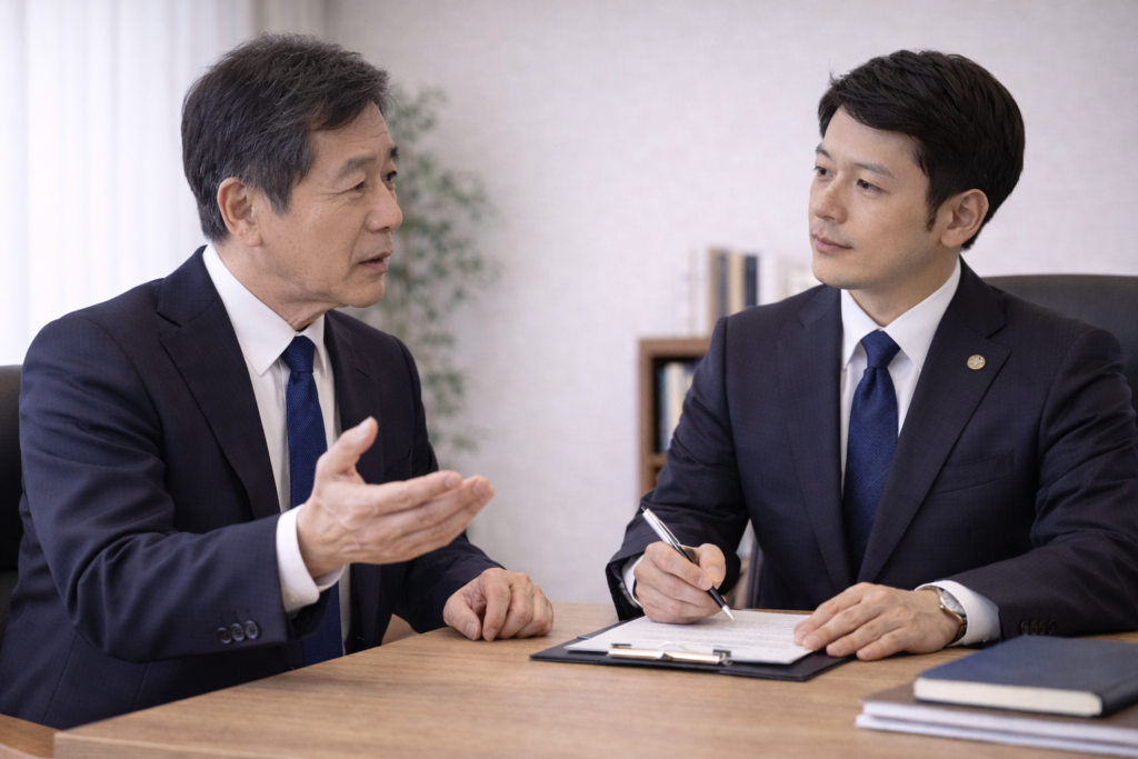 弁護士に相談している様子