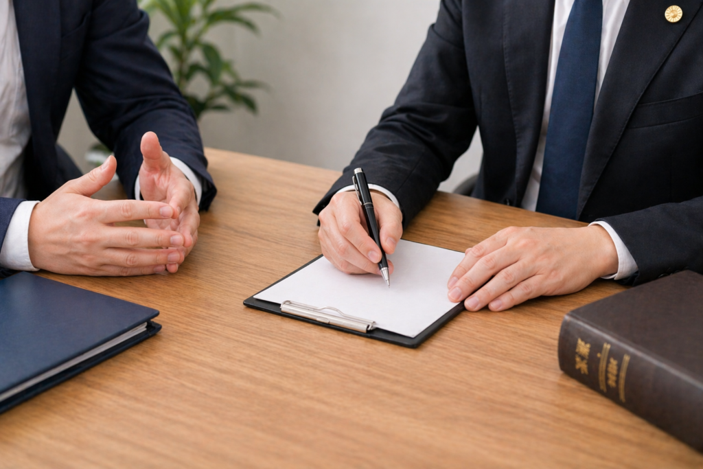 弁護士に相談している様子