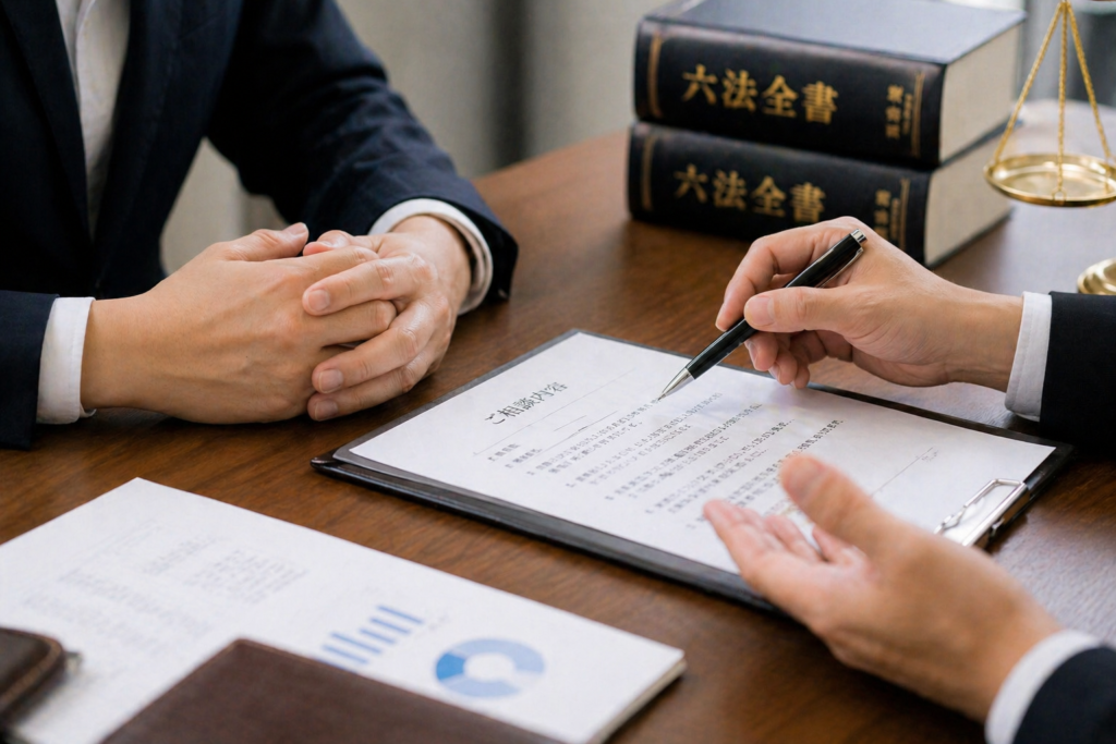 弁護士に相談している様子