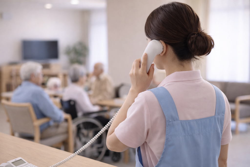 電話対応をしているスタッフ