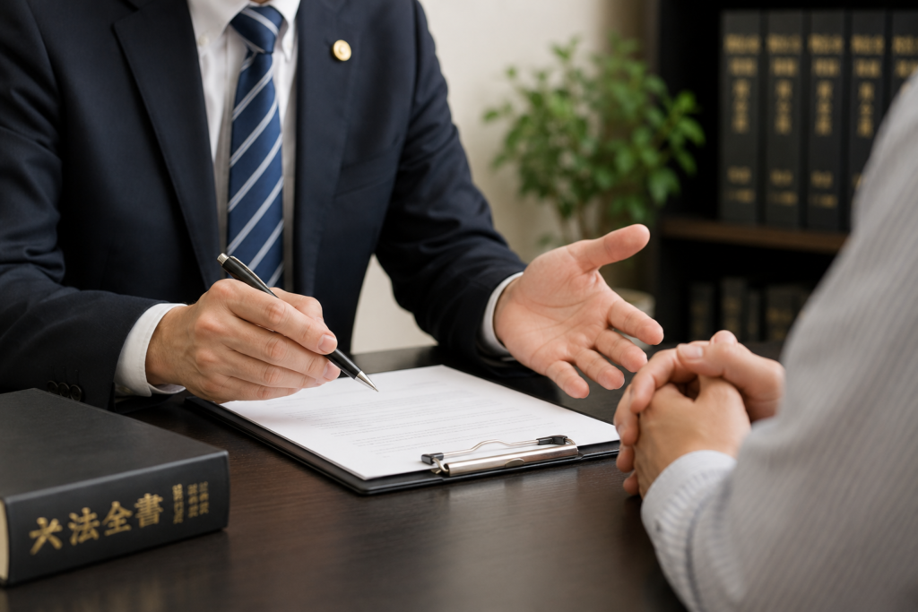 弁護士に相談している様子